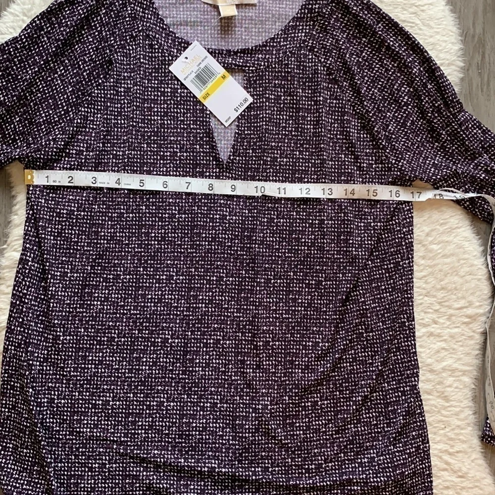 Michael Kors Dark Orchid all over pattern Blouse Size Medium NWT - Picture 14 of 16